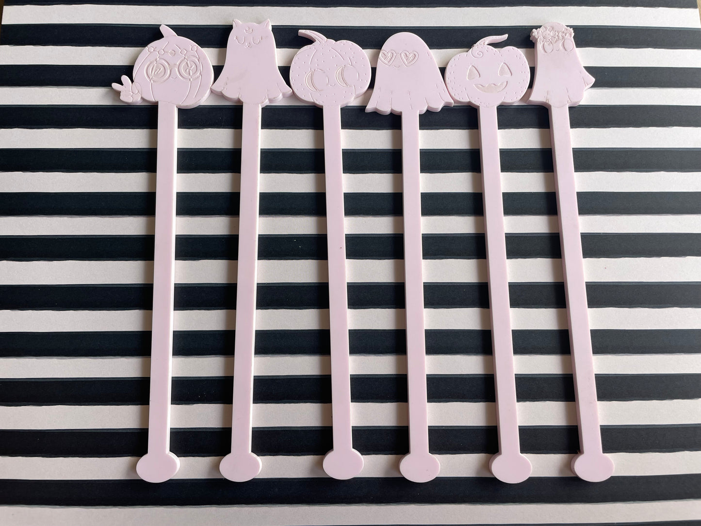 Boho Pumpkin & Ghost Drink Stirrers