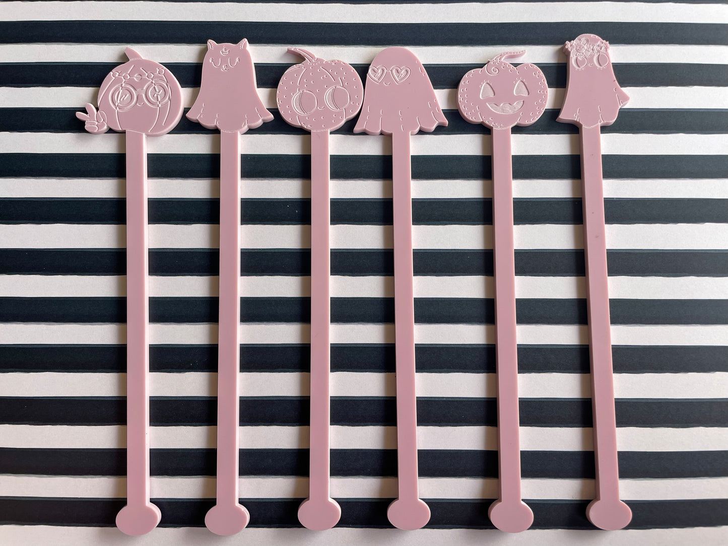 Boho Pumpkin & Ghost Drink Stirrers