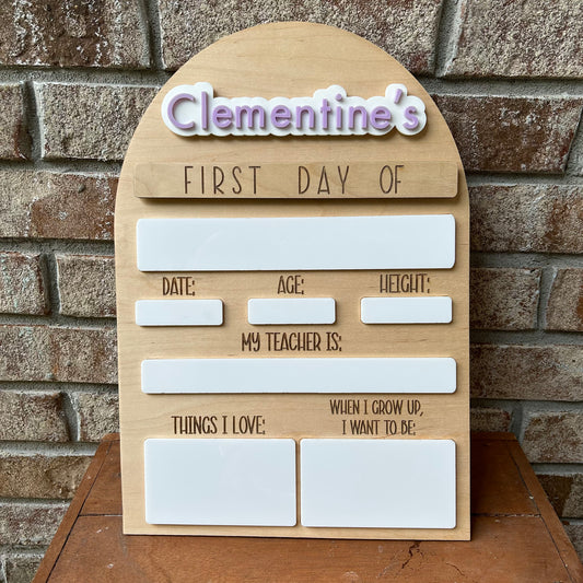 Simple First & Last Day of School Name Sign