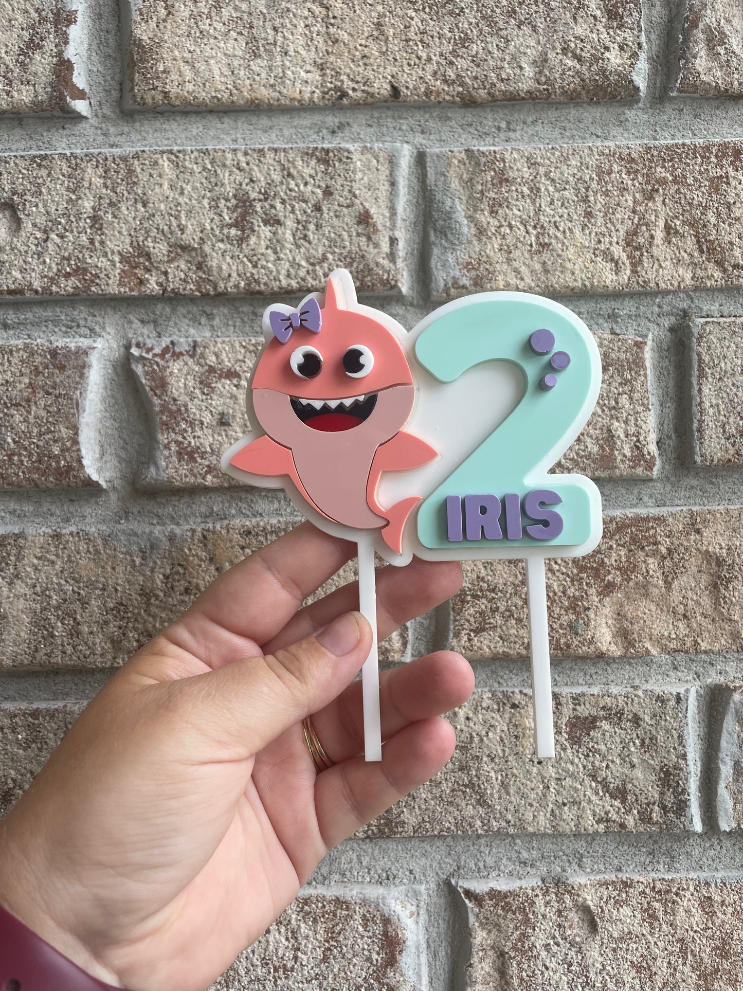 Iris Baby Shark Cake Topper with Prongs