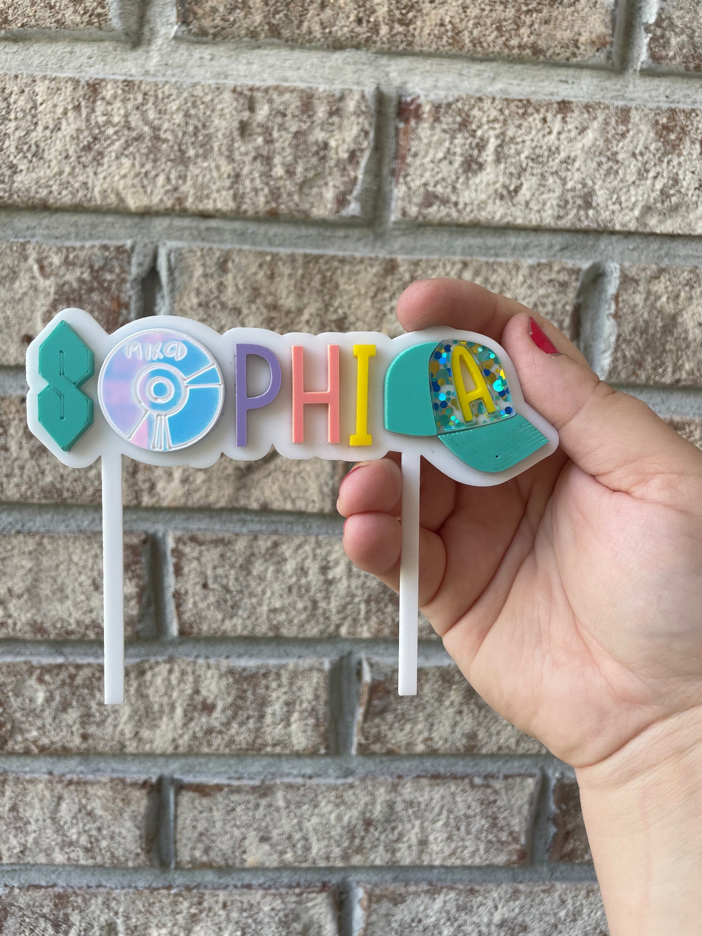 Sophia 2000s Theme Cake Topper with Prongs
