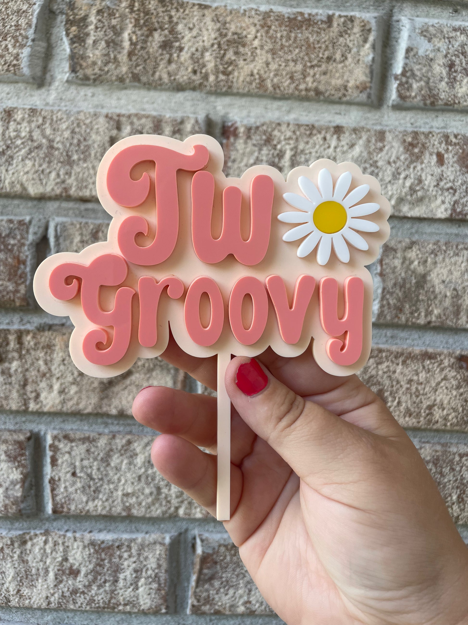 Two Groovy Cake Topper with Prongs